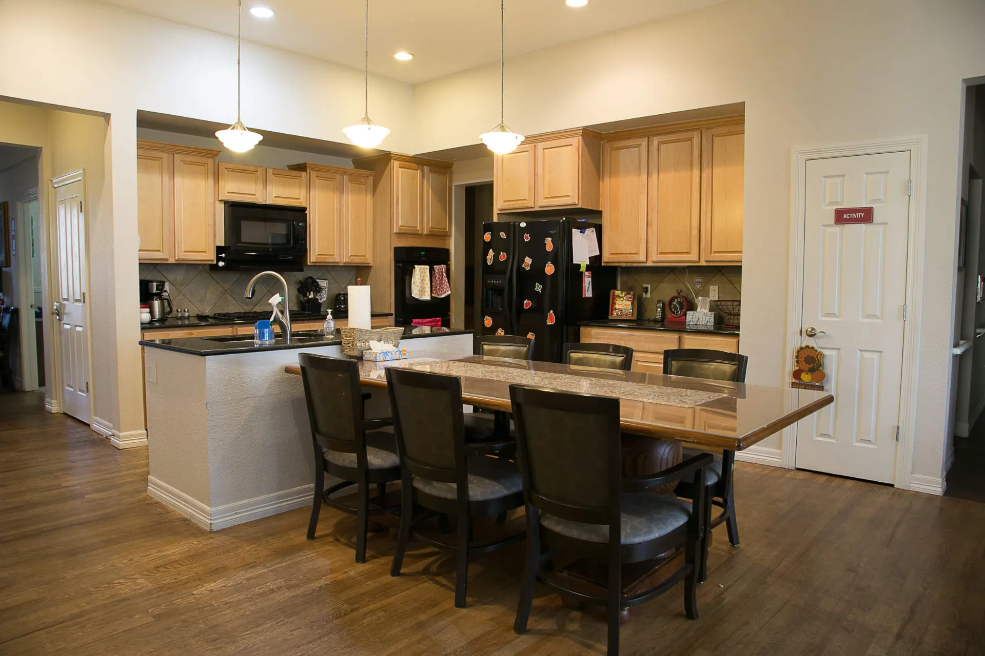 Our open kitchen and dining area next to it.